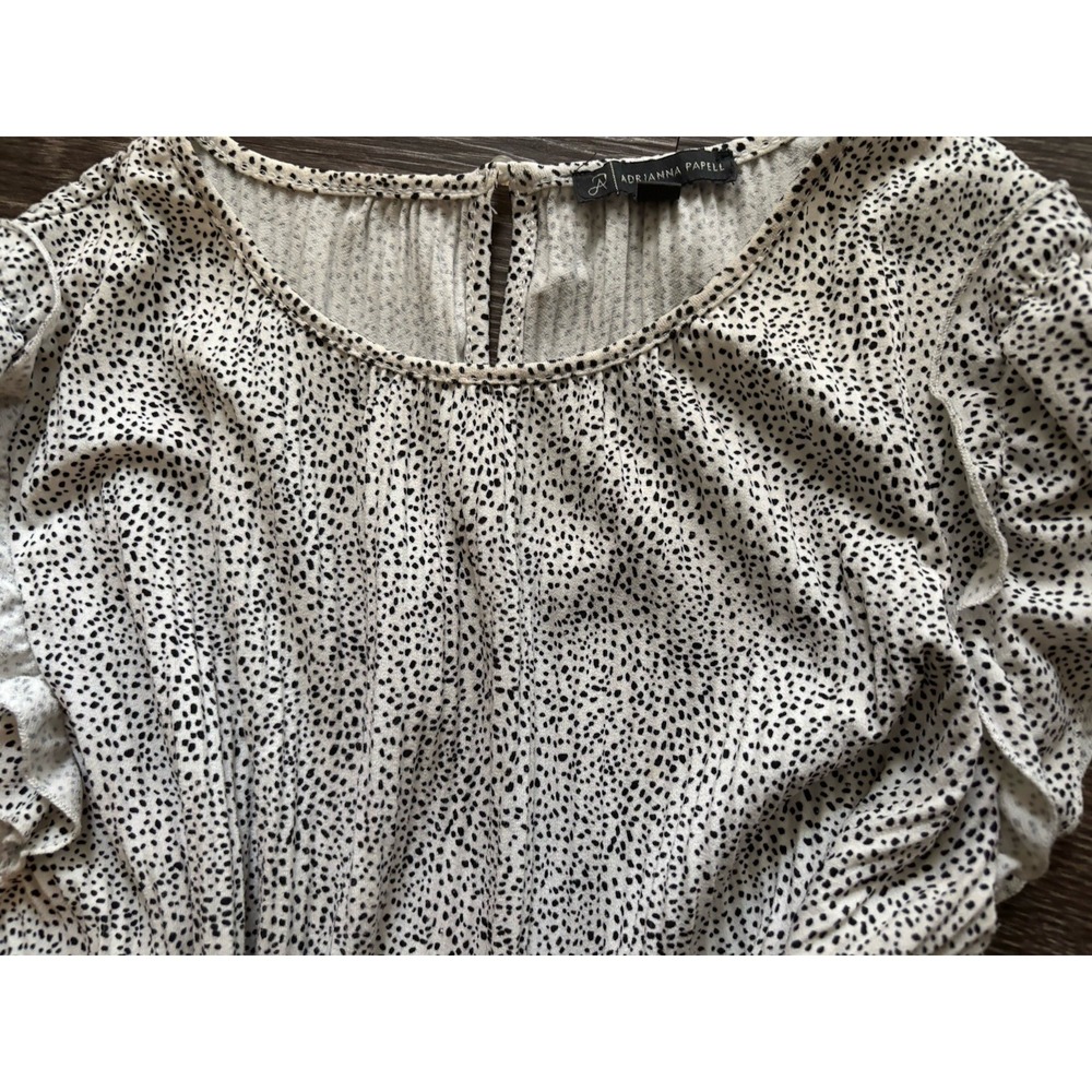 Adrianna Papell Woman's Pleated Black And White Blouse -large